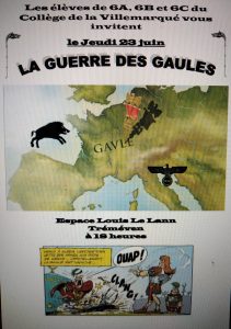 Spectacle “La guerre des Gaules”, le 23 juin à 18h00 à l’Espace Louis Le Lann.