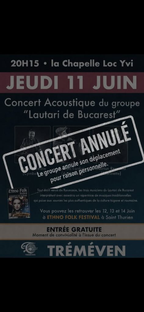 ANNULATION CONCERT
