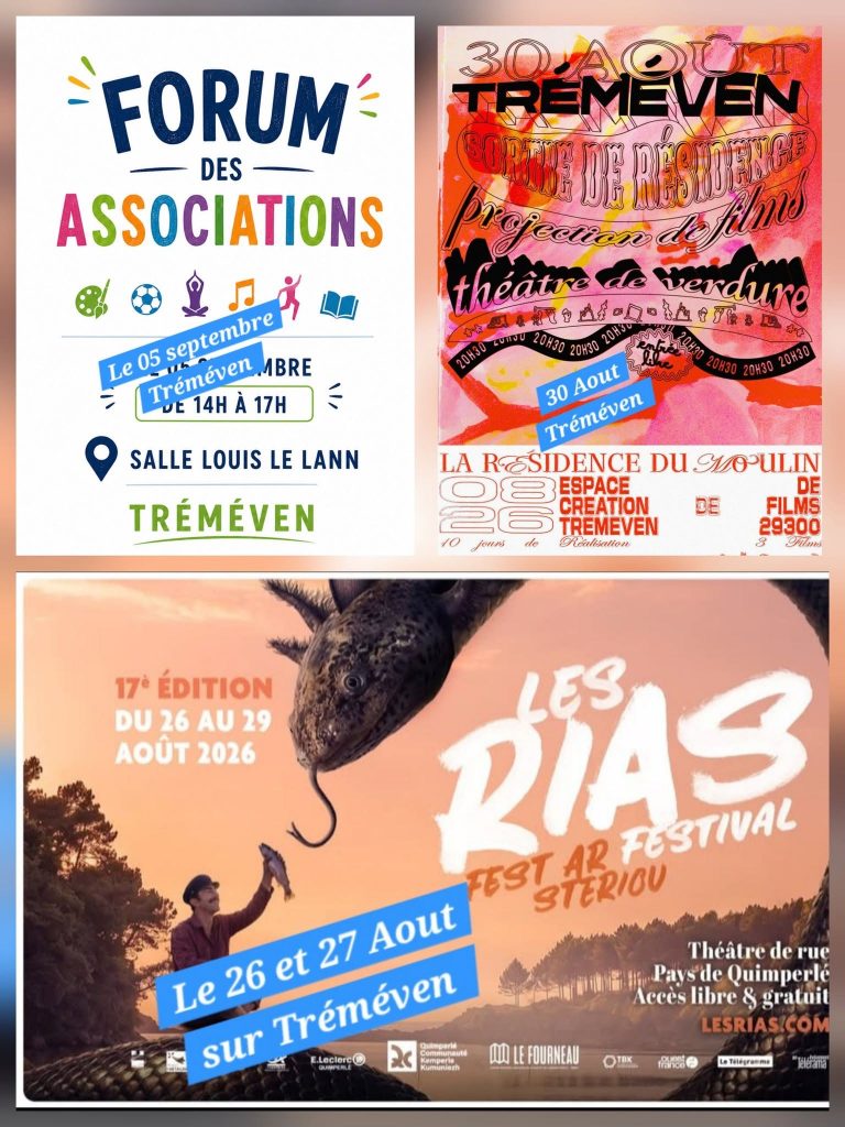 Vos prochains rendez-vous culturels et associatifs à Tréméven les semaines à venir