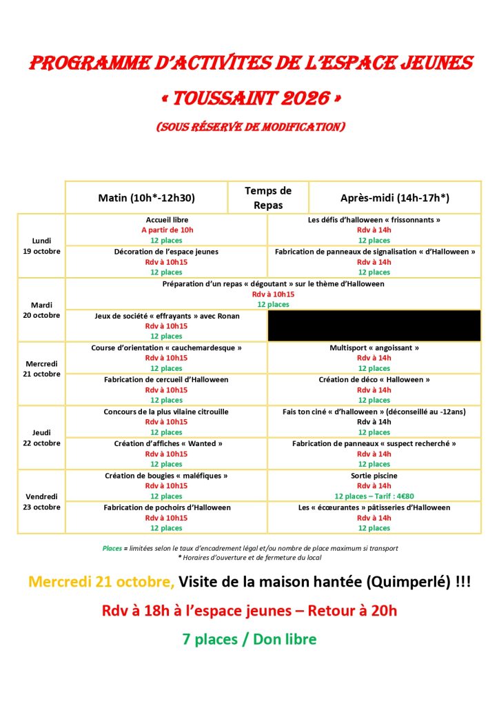 ESPACE JEUNES QUERRIEN – LOCUNOLÉ – TRÉMÉVEN